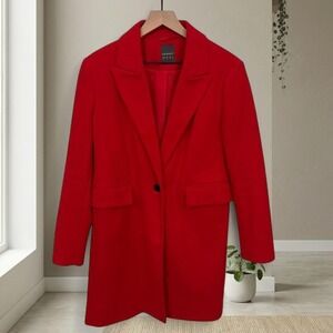 Primark Red coat with black button